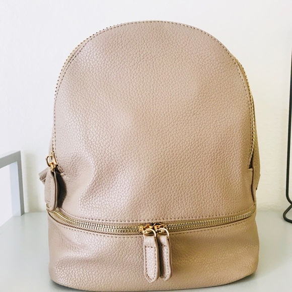 Mini Contemporary Vegan Leather Backpack - Taupe - Picture 2 of 6